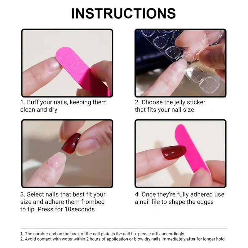 SEENEEY Almond Press on Nails Long Fake Nails French Red Artificial Nail with Rhinestones Designs Gold Charm Stick on Nail for Women 24pcs - Image 5